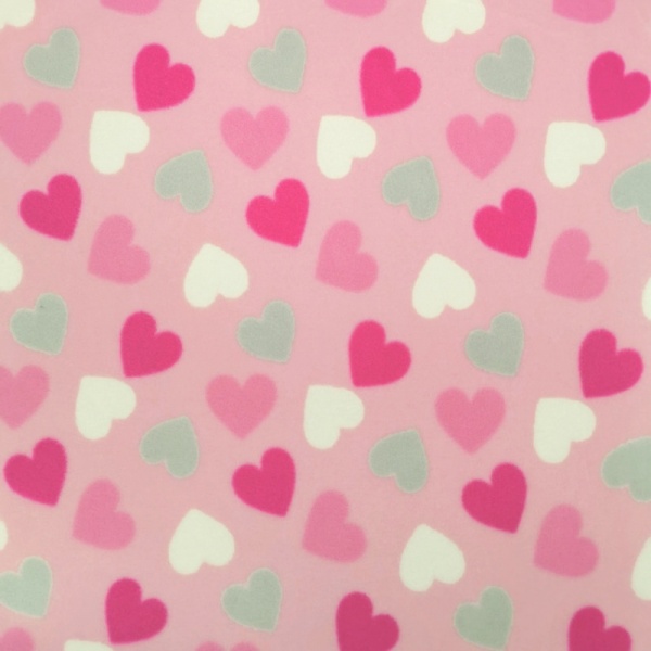 Antipill Fleece - HEARTS ON BABY PINK